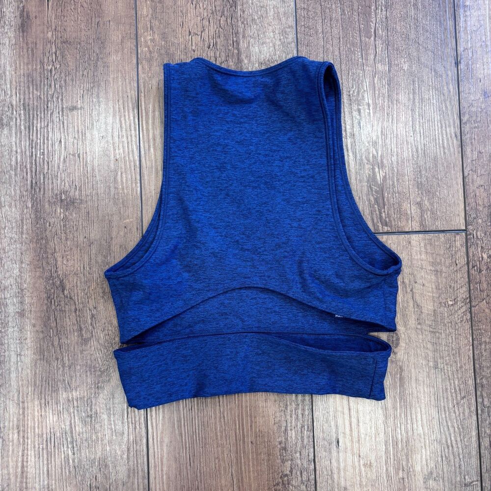 OUTDOOR VOICES Blue Slashback Crop Top Sports Bra Size XS Athletic Gym Workout - Picture 4 of 7
